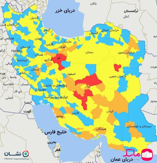  هفت شهر ایران در وضعیت قرمز کرونا 