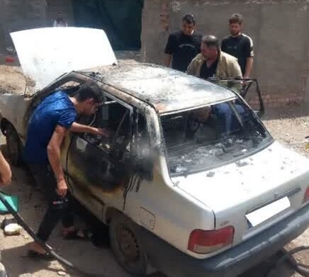 انفجار گوشی تلفن‌همراه خودروی پراید را به آتش کشید