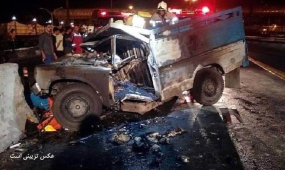 تصادف مرگبار نیسان حامل بنزین در جنوب کرمان